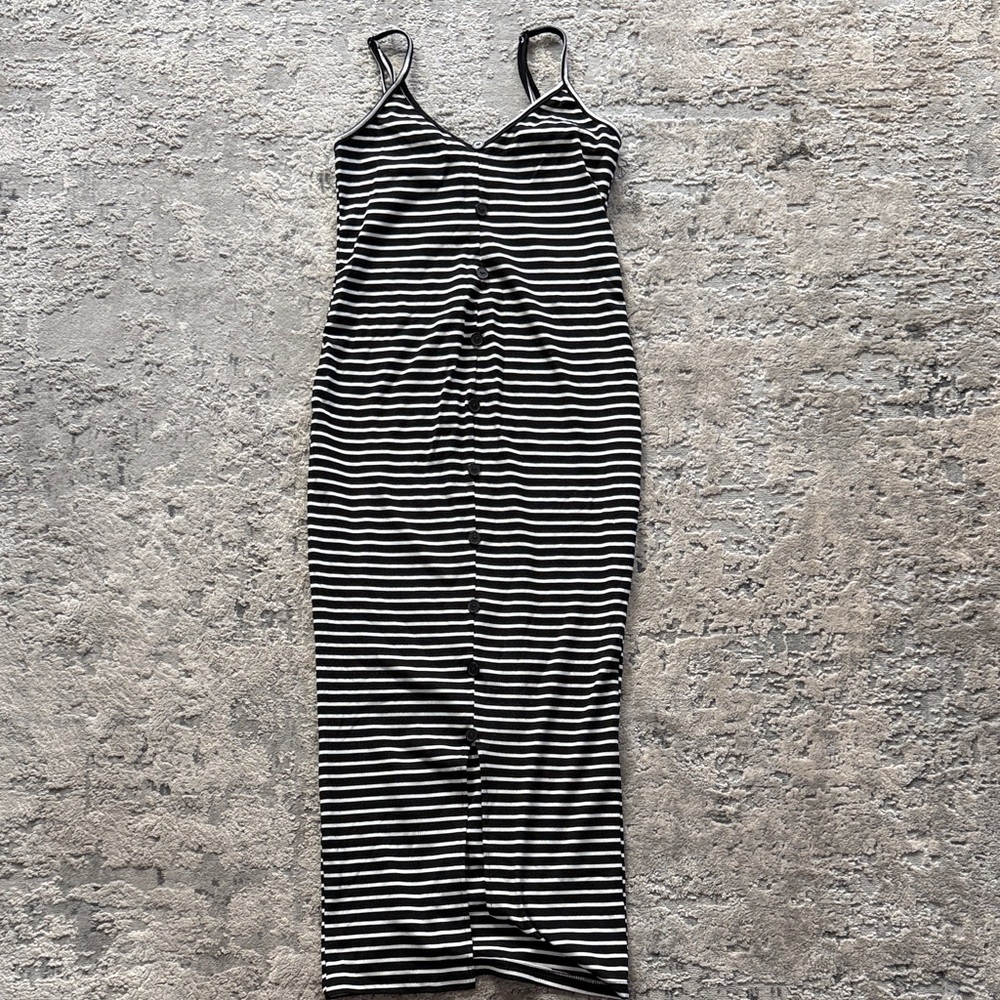SHEIN Black and White Striped Maxi Dress